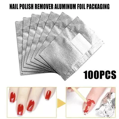 100 × Nail Art Aluminium Foil Soak Off Acrylic GelPolish Nail Wraps Remover US • $3.09