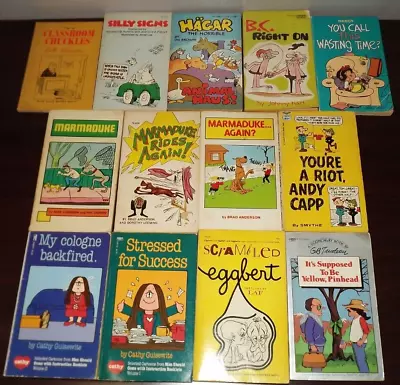 Lot Of 13 Vintage Comic Strip Books PB Hagar The Horrible Marmeduke Cathy BC And • $25