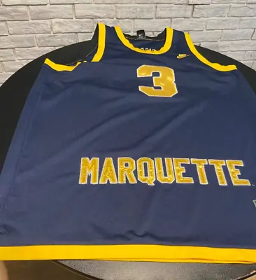 HOF-VTG Nike Team Sports Marquette Dwyane Wade Basketball Jersey Size XXL NCAA • $46