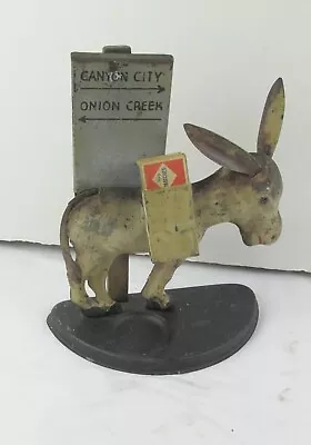 Antique Tin Donkey Cigarette Dispenser & Match Holder Canyon City Onion Creek • $99.99