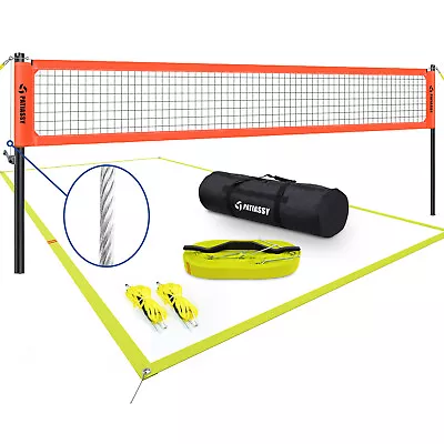 Patiassy Professional Volleyball Net Set With 2'' Aluminum Poles10 Mm Guy Lines • $118.31
