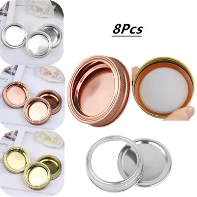 For Mason Jars Lids Stainless Steel Screw Bands Rings With Removable Discs 8pcs  • $9.89