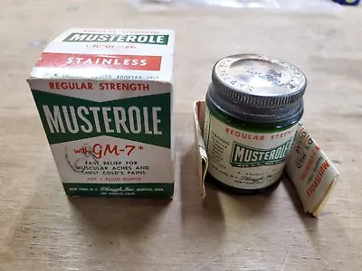 Vintage MUSTEROLE GM-7 Green Advertising Jar In Box With Embossed Cleveland Lid • $19.95