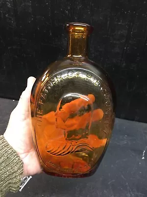VTG Wheaton N.J ~George Washington  Father Of His Country   Amber Glass Bottle • $22.49
