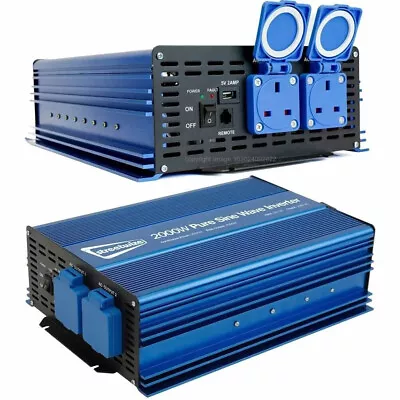 2000 Watt Pure Sine Wave Inverter SWPSI2000 - 4000W PEAK AC DC 2 Sockets + USB • £209.99