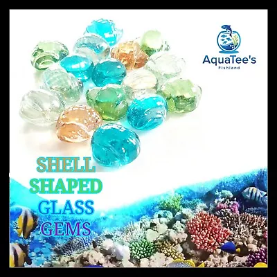 $14.99 • Buy Fish Tank Decorations Glass Gem Marbles Decor Nano Accessories Sea Shell Shape