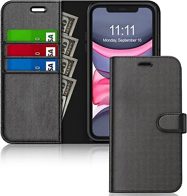 For IPhone 15 14 13 12 11 Pro Max Mini XS XR Leather Flip Wallet Case Card Cover • $9.89