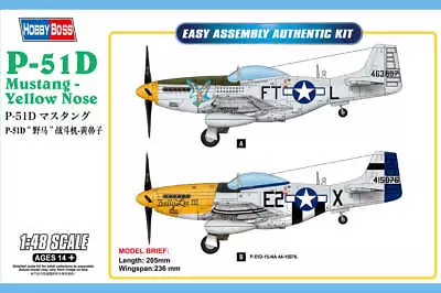 HobbyBoss 1/48 P-51D Mustang - Yellow Nose Plastic Model Kit • $32.49