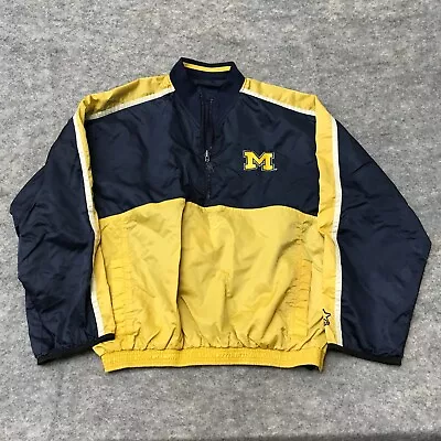 Vintage University Of Michigan Starter Reversible Jacket Men's XL Blue Yellow • $66.16