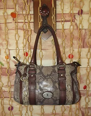 $145 • Buy Fossil Maddox Python Snakeskin Leather Satchel Handbag Excellent Beautiful