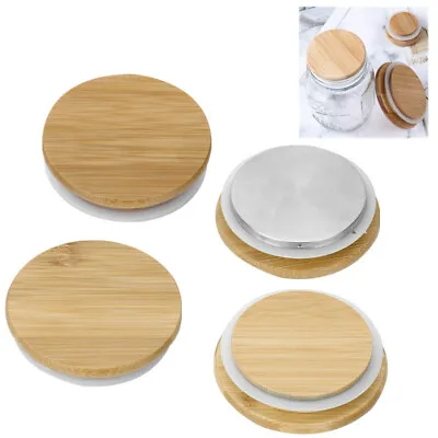 US Bamboo Mason Jar Lids Wide Mouth Storage CanningJar Caps Regular Mason Cover • $7.12