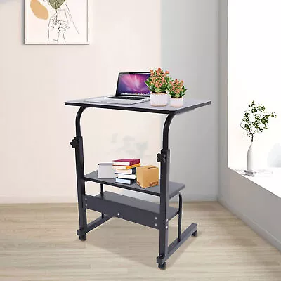 Portable Mobile Laptop Table Liftable Computer/Office/Student Desk W/ Wheels US • $41.01