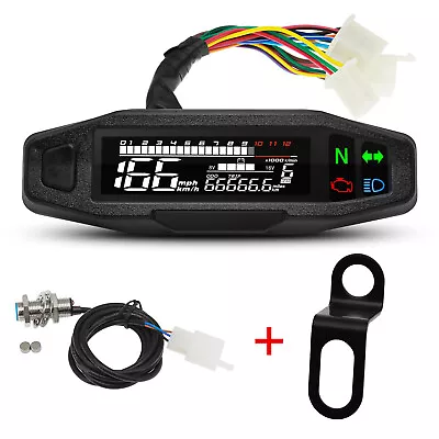 Motorcycle LCD Digital Speedometer Odometer Tachometer Gauge Meter With Bracket • $33.20