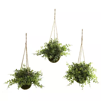 ARTIFICIAL SILK HANGING BASKET MAIDEN HAIR & BERRY FAKE OUTDOOR PLANT - SET Of 3 • $69.99