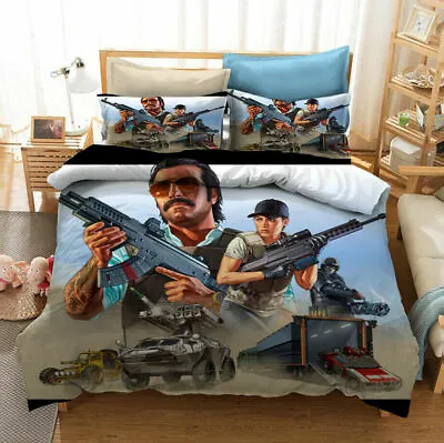 Grand Theft Auto V 3D Bedding Set 2/3PC Duvet Cover Pillowcase 4 Sizes 3A J1 • £41.53