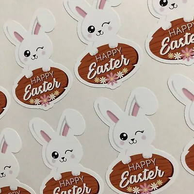 16 Happy Easter Bunny Labels / Stickers Cakes / Egg Hunt / Gift Bags / Cards • £2.99