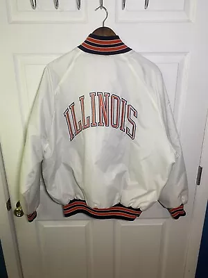 Vintage 80s Starter Illinois Fighting Illini Satin Bomber Size Large • $69.95