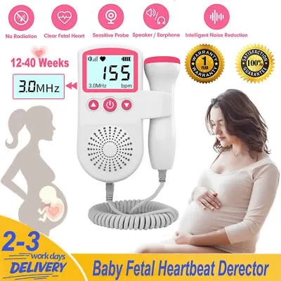 Baby Heart Beat Rate Probe Prenatal Monitor Fetal P3 Doppler Detector Ultrasonic • £10.88