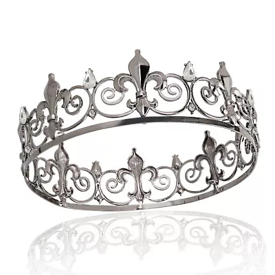 Royal King Crown Metal Crowns Tiaras Medieval Costume Accessories Black White • $18.99