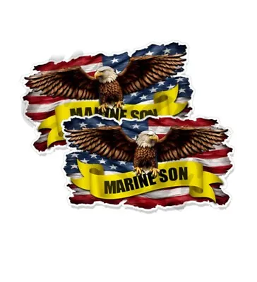 American Flag Eagle Marine Son Mirrored Pro America Pair 6  X 3.4  • $4.99