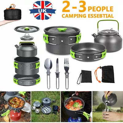 £19.44 • Buy Portable Camping Cookware Outdoor Picnic Hiking Cooking Equipment Pan Kettle UK