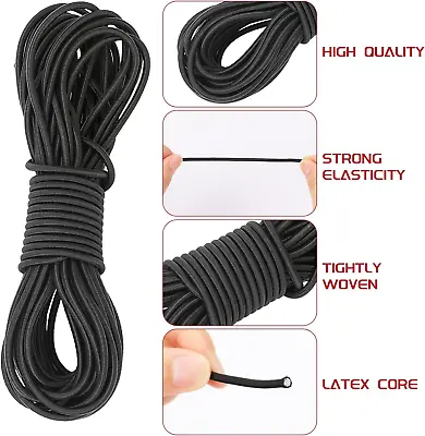 Elastic Shock Rope Mini Bungee Cords Black Cord Roll 3mm X 10m Nylon Cord • $11.23