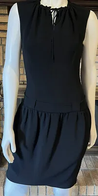 Martin Grant Black Bow Neck Drop Waist Futted Mini Dress Size M • $103.20