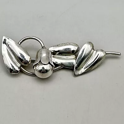 McClelland Barclay Brooch Sterling Silver Leaves Bud Bluebell Flower Heart Leaf • $149.99