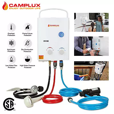 Camplux 5L Tankless Gas Water Heater Propane Instant Hot W/Pump 2 Extension Hose • $189.99