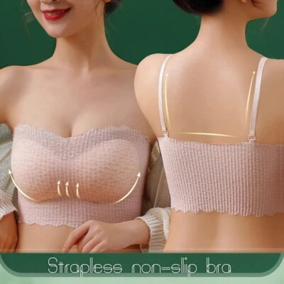 Women Ladies Strapless Seamless Comfort BoobTube Hot Bra Bandeau Tops Soft❤Girls • £5.84
