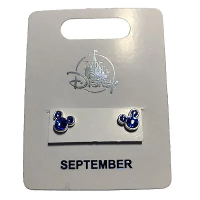 Disney Parks Mickey Mouse Icon Silver Tone Crystal September Birthstone Earrings • $15.95