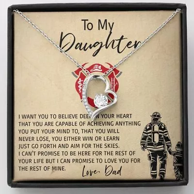 Womens Necklace To My Daughter Necklace Xmas Gift For Daughter Firefighter Dad • $29.99