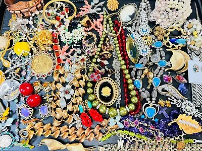 VTG Mod Rhinestone Enamel Costume Jewelry Huge Lot CORO KIRKS FOLLY BRIGHTON + • $40