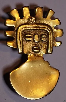 Vintage Alva Museum Replica  Man Of The Sun  Gold Tone Brooch Aztec • $15