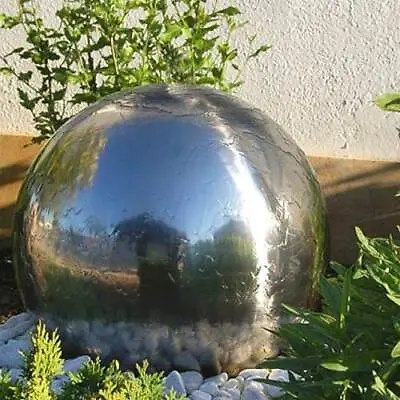 56cm Polished Solar Stainless Steel Sphere Water Feature With LED Lights • £699