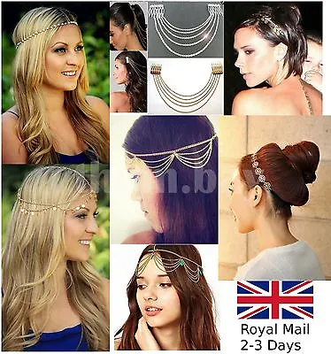 £4.19 • Buy Women Fashion Metal Rhinestone Head Chain Jewelry Headband Head Piece Hair Band
