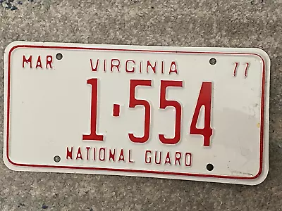 1977 Virginia National Guard License Plate # 1-554 Military • $1.95