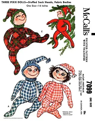 McCall's # 7099 Pixie Doll Virginia Black Fabric Sewing Pattern 16  Holiday Elf  • $5.49