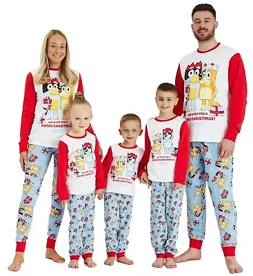 Family Matching Bluey Christmas Pyjamas Kids Ladies Mens Christmas Pyjamas • £12.95