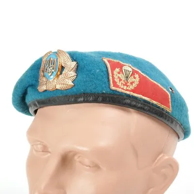 Ukrainian Army Cap Beret VDV Paratrooper 2004 M96 Badge Trident Ukraine Sz56 • $69