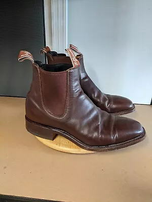 RM Williams Chelsea Boots Mens 7 H Brown Leather Ankle Shoes Formal Western • $190