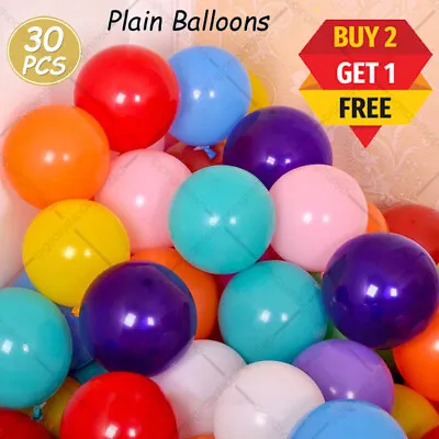 £2.49 • Buy 30 X Latex PLAIN BALOON BALLONS Helium BALLOONS Quality Party Birthday Wedding