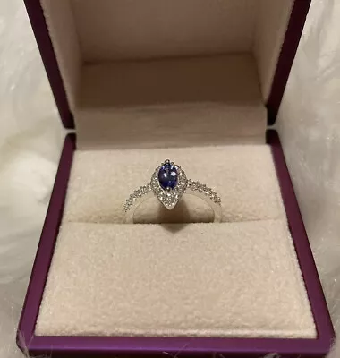 New AAA Tanzanite And Cambodian Zircon Ring Size N Or O. • £189.99