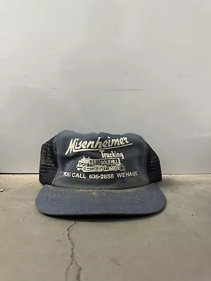 Vintage Trucker Hat Mesh Mienheimer Trucking Co SnapBack  80s Made In USA  Blue • $12.99