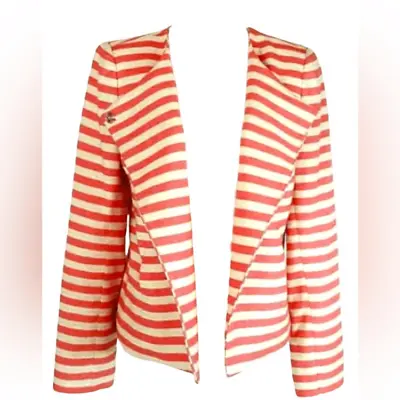 Limited Vertical Stripe Linen Blend Snap Jacket • $19