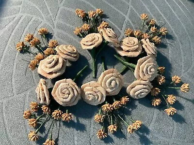 6 Pcs Natural Raffia Flowers & Dried Seed Heads In A 100mm Spray • £3