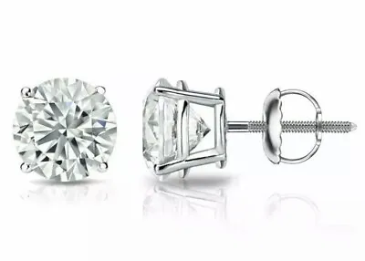 GRA Certified 2 Ct TW REAL Moissanite Solitaire Stud Earrings In 14K White Gold • $89.95