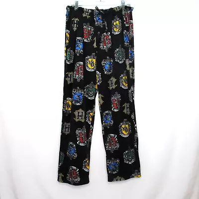 Harry Potter Pajama Pants Mens Size XL Hogwarts House Crests Black • $10.40