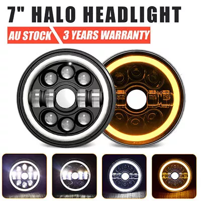 7'' Inch Round LED Headlights Projector Hi/Lo Beam DRL For GQ PATROL JEEP 1Pair • $42.98