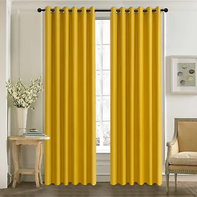 ROOEE Insulated Heavy Thick Blackout Curtains Eyelet Ring Top Pair With Tie Back • £22.99